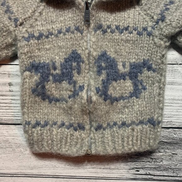 Vintage Chunky Hand Knit Cowichan Sweater Full Zip Cardigan Sweater - Picture 2 of 8